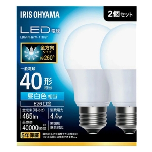 LED電球 E26 40形相当 昼白色 2個セット LDA4N-G｜W-4T102P