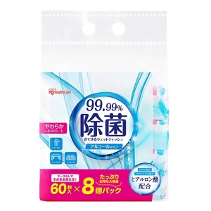 除菌ができるウェットティッシュ アルコールタイプ 60枚入×8個