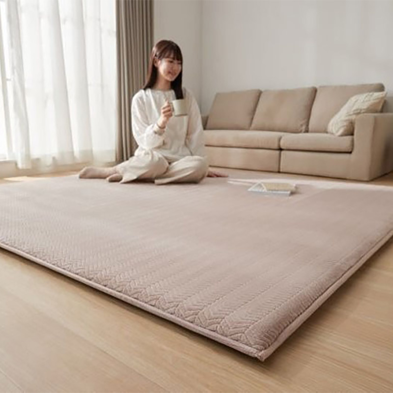 ラ・クッションラグ フレンチヘリンボーン 極厚 ベージュ 2畳(185×185cm)