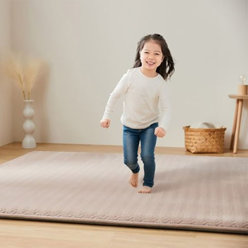 ラ・クッションラグ フレンチヘリンボーン 極厚 ベージュ 2畳(185×185cm)