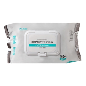 蓋付き除菌ウェットティッシュ ノンアルコールタイプ 厚手100枚