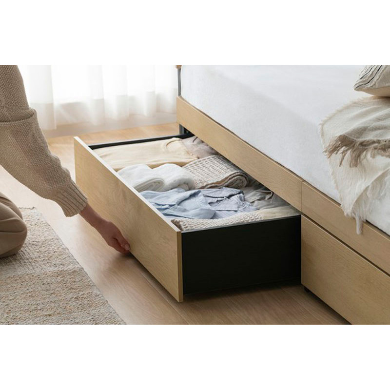 スチールベッド引き出し キャスター付 ブラック×ナチュラル 1セット(2個)