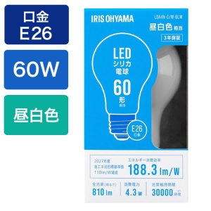 LEDシリカ電球 E26 60W相当 昼白色 LDA4N-G｜W-6LW