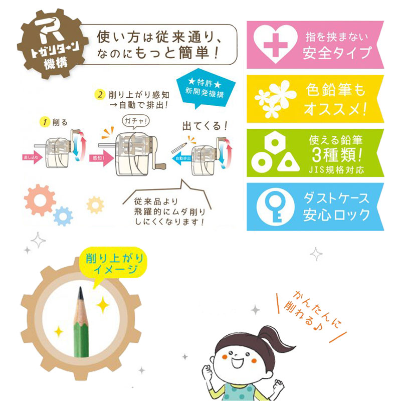 リビガク トガリターン 手動鉛筆削り クリアブルー