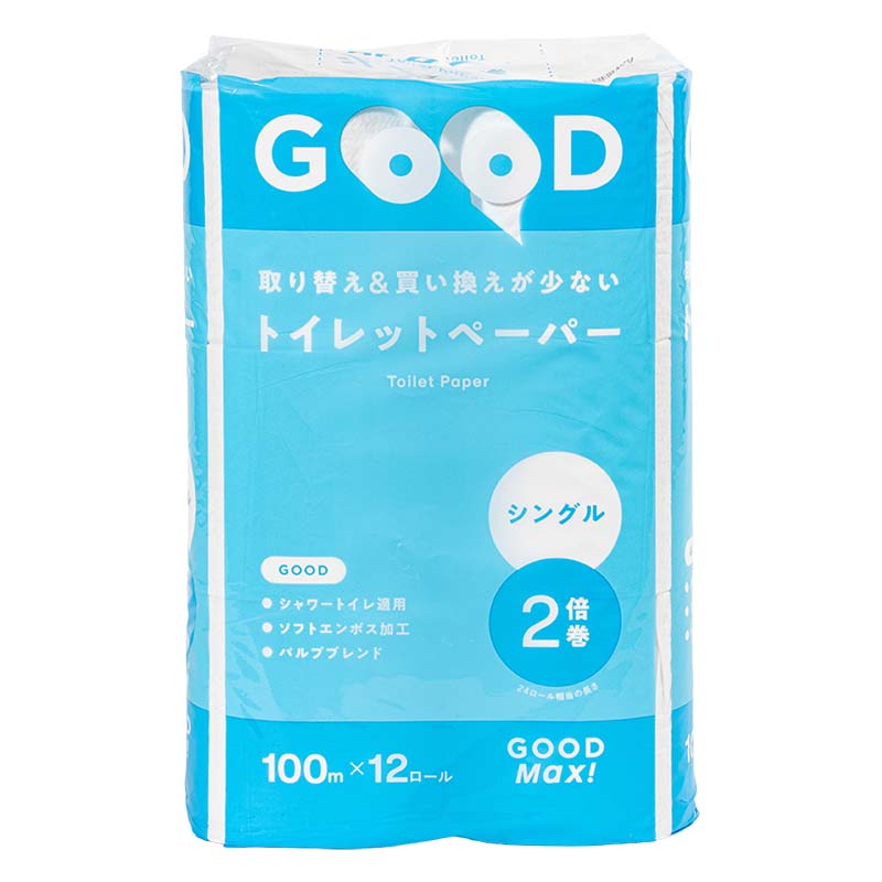 取り替え＆買い換えが少ない トイレットペーパー 2倍巻 シングル 100m×12ロール入