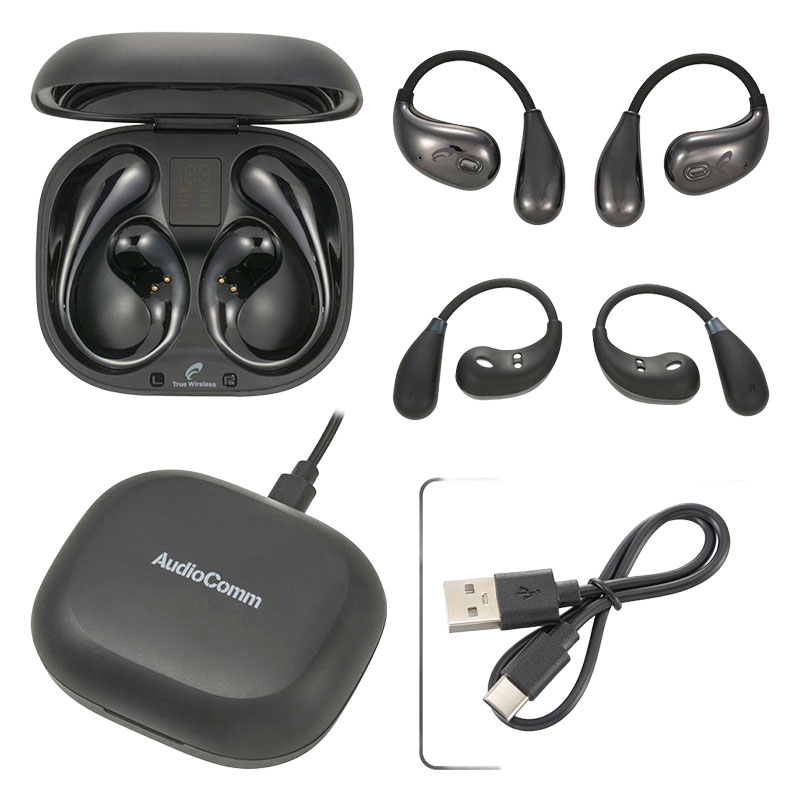 AudioComm 完全ワイヤレスイヤホン OWS イヤーフック型 ブラック HP-W610N-K