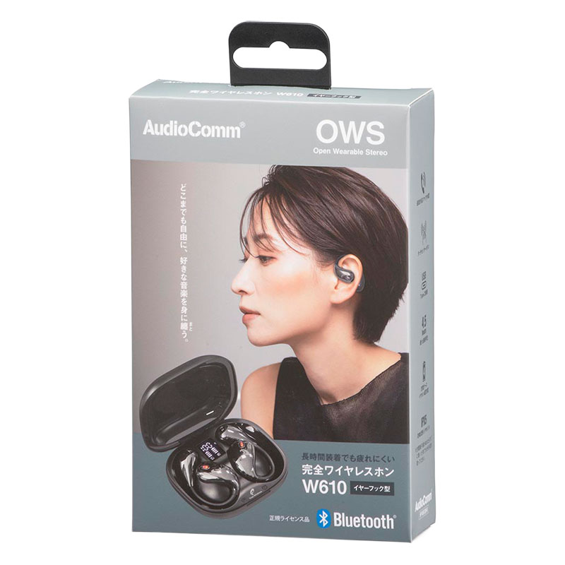 AudioComm 完全ワイヤレスイヤホン OWS イヤーフック型 ブラック HP-W610N-K