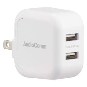AudioComm USB充電器 12W USB-A×2 MAV-AU2212N-M