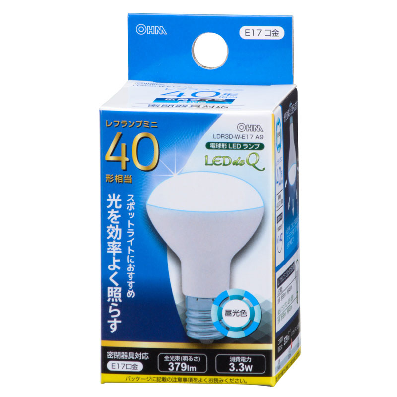 LED電球 ミニレフランプ形 E17 40形相当 昼光色 LDR3D-W-E17 A9