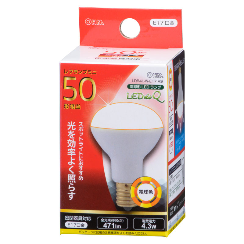 LED電球 ミニレフランプ形 E17 50形相当 電球色 LDR4L-W-E17 A9