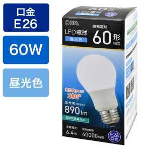LED電球 E26 60形相当 昼光色 全方向タイプ LDA6D-G AG59