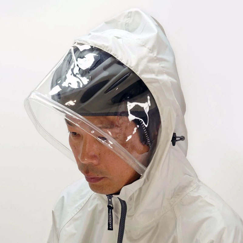 ヘルメット対応 リュックが背負えるレインウェア 上下セット Lサイズ
