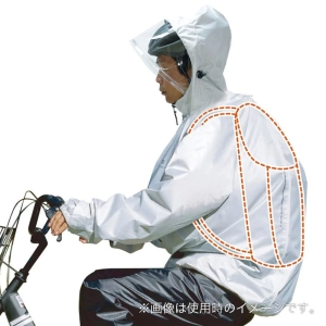 ヘルメット対応 リュックが背負えるレインウェア 上下セット LLサイズ
