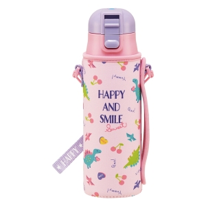 【お取り寄せ商品】カバー付ダイレクトステンレスボトル 470ml ハッピー＆スマイル