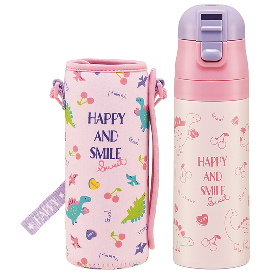 【お取り寄せ商品】カバー付ダイレクトステンレスボトル 470ml ハッピー＆スマイル