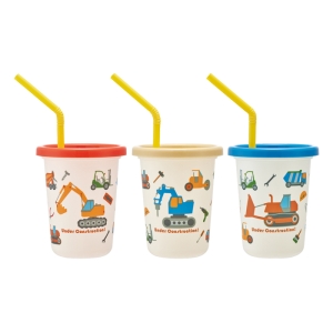 【お取り寄せ商品】ストロー付タンブラー 230ml 3個セット はたらくクルマ