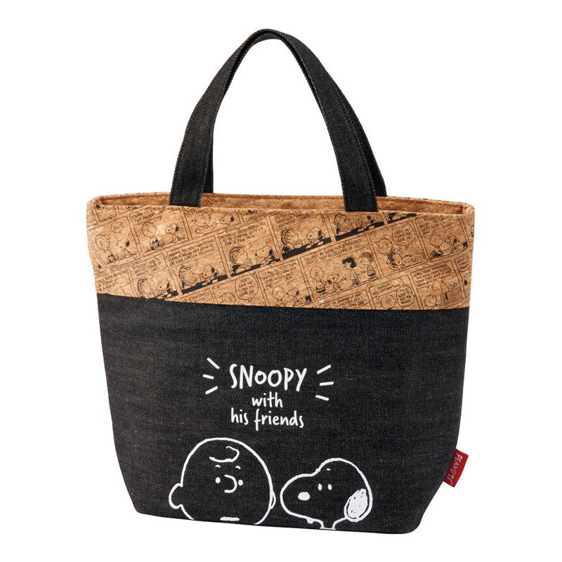 コルク×デニム ポケット付きランチバッグ L スヌーピー&フレンズ