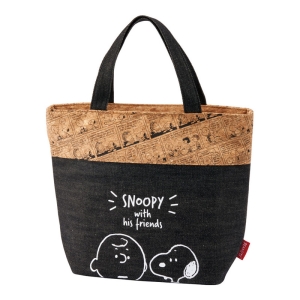 コルク×デニム ポケット付きランチバッグ L スヌーピー&フレンズ