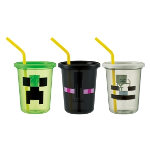 【お取り寄せ商品】ストロー付タンブラー 320ml 3個セット マインクラフト