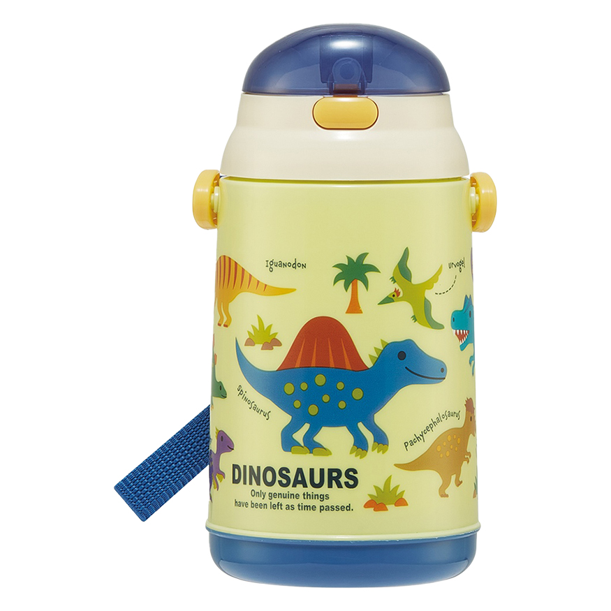 【お取り寄せ商品】シリコン製ストローホッパ水筒 400ml ディノサウルス