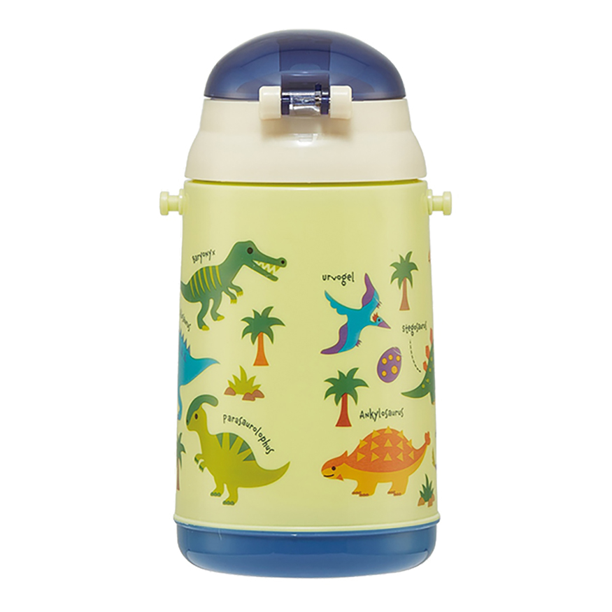 【お取り寄せ商品】シリコン製ストローホッパ水筒 400ml ディノサウルス