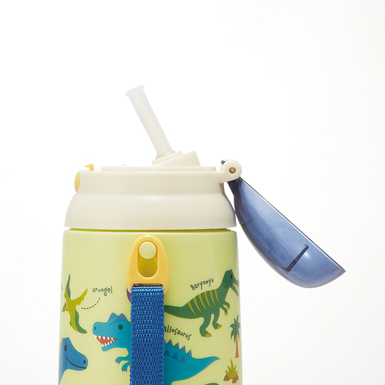 【お取り寄せ商品】シリコン製ストローホッパ水筒 400ml ディノサウルス