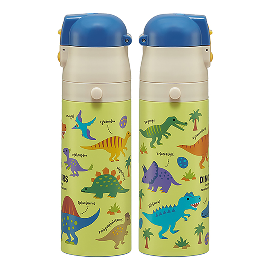 【お取り寄せ商品】超軽量2WAY ステンレスボトル 直飲み470ml コップ飲み430ml ディノサウルス