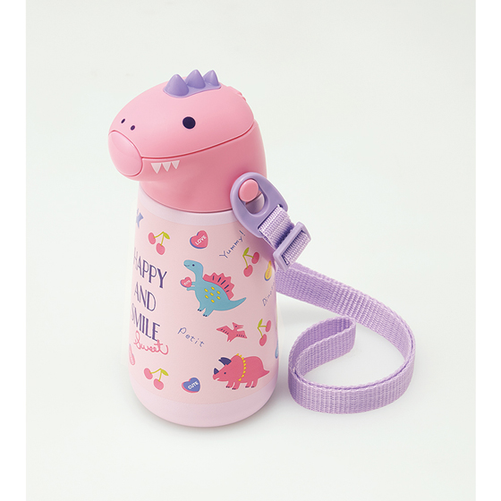 ダイカット ストローステンレスボトル 保冷専用 370ml ハッピー＆スマイル