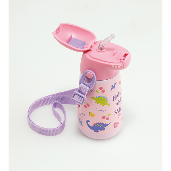 ダイカット ストローステンレスボトル 保冷専用 370ml ハッピー＆スマイル