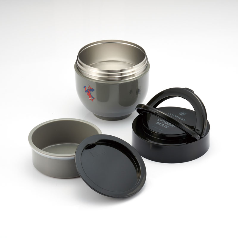 【お取り寄せ商品】折りたたみ ハンドル付き 保温 保冷 ランチジャー 丼タイプ 800ml スパイダーマン