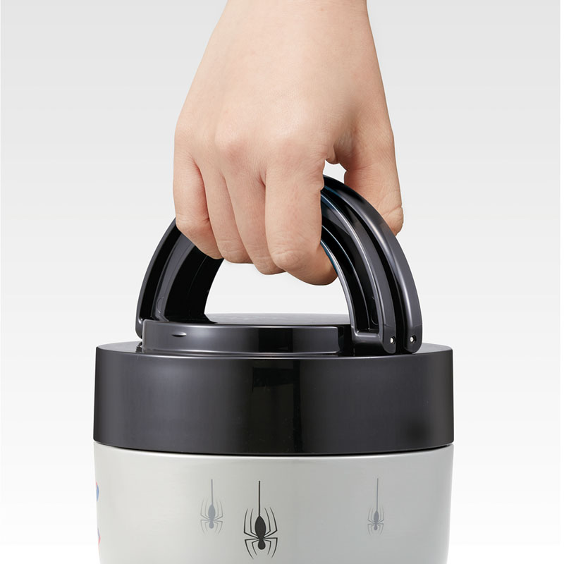 【お取り寄せ商品】折りたたみ ハンドル付き 保温 保冷 ランチジャー 丼タイプ 800ml スパイダーマン