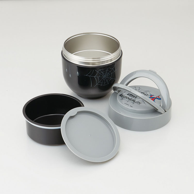 【お取り寄せ商品】折りたたみ ハンドル付き 保温 保冷 ランチジャー 丼タイプ 1250ml スパイダーマン