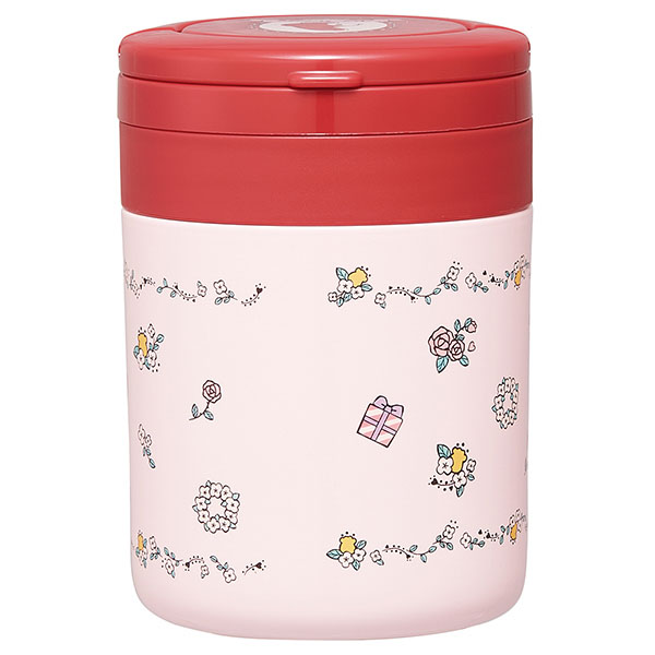 【お取り寄せ商品】折りたたみ ハンドル付き 保温 保冷 デリカポット スープジャー 300ml マイメロディフラワーレトロ