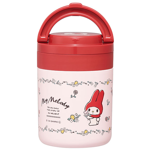 【お取り寄せ商品】折りたたみ ハンドル付き 保温 保冷 デリカポット スープジャー 300ml マイメロディフラワーレトロ