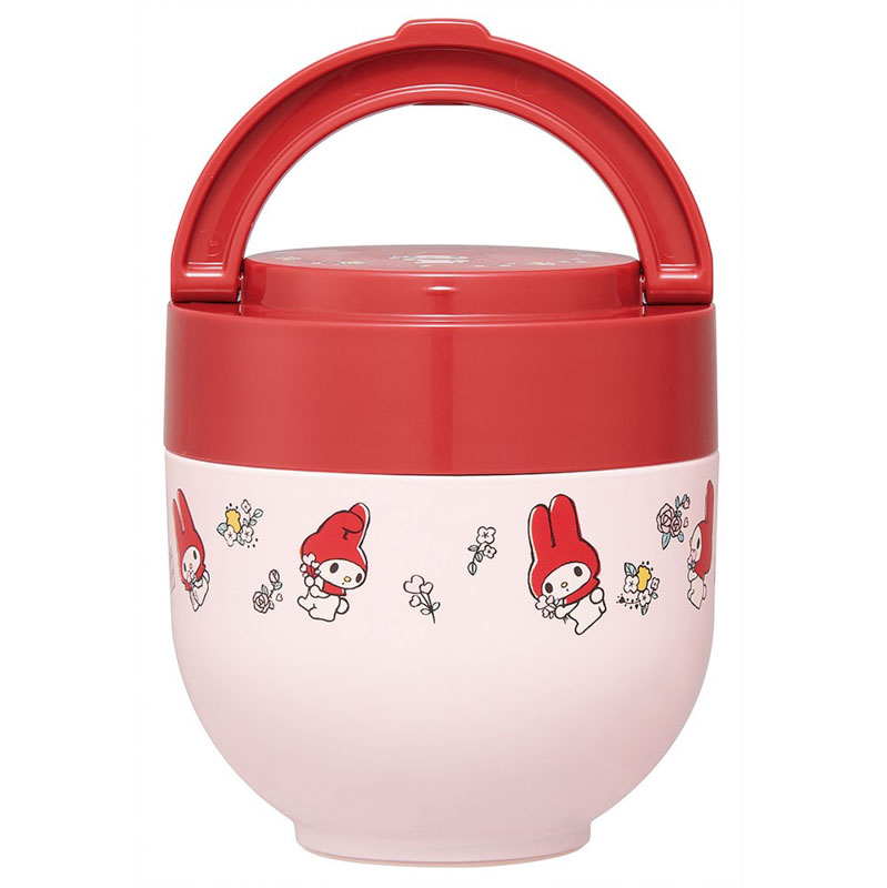 【お取り寄せ商品】折りたたみ ハンドル付き 保温 保冷 丼 ジャー 540ml マイメロディフラワーレトロ