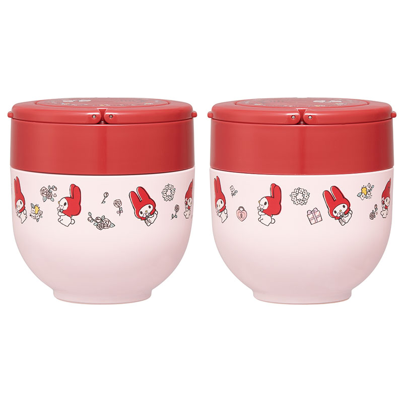 【お取り寄せ商品】折りたたみ ハンドル付き 保温 保冷 丼 ジャー 540ml マイメロディフラワーレトロ