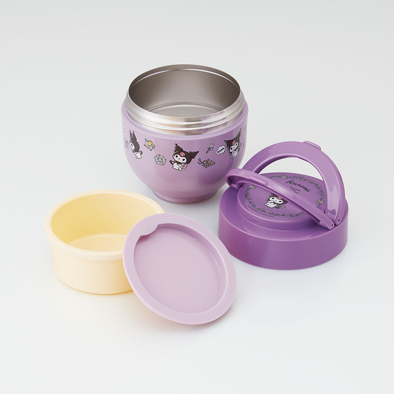 【お取り寄せ商品】折りたたみ ハンドル付き 保温 保冷 丼 ジャー 540ml クロミフラワーレトロ