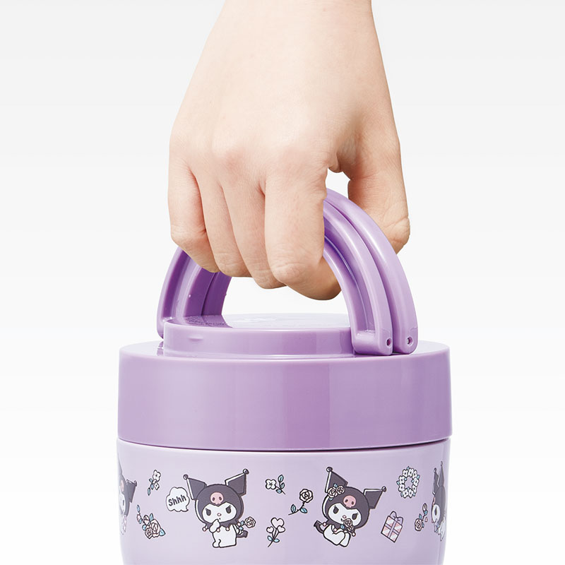 【お取り寄せ商品】折りたたみ ハンドル付き 保温 保冷 丼 ジャー 540ml クロミフラワーレトロ