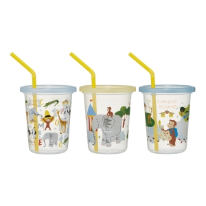 【お取り寄せ商品】ストロー付タンブラー 320ml 3個セット おさるのジョージZoo