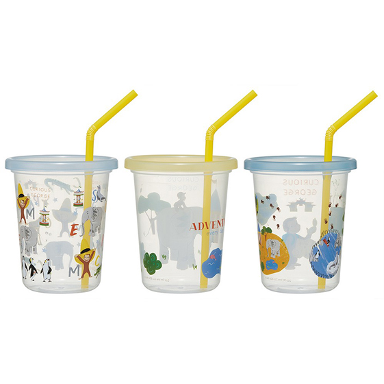 【お取り寄せ商品】ストロー付タンブラー 320ml 3個セット おさるのジョージZoo