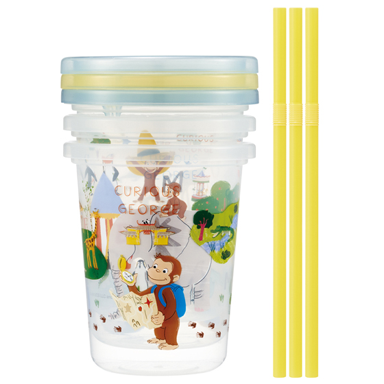 【お取り寄せ商品】ストロー付タンブラー 320ml 3個セット おさるのジョージZoo