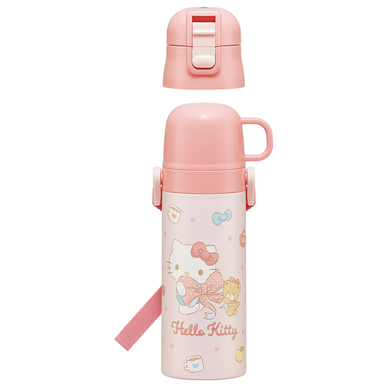 【お取り寄せ商品】超軽量2WAY ステンレスボトル 直飲み470ml コップ飲み430ml キティビックリボン