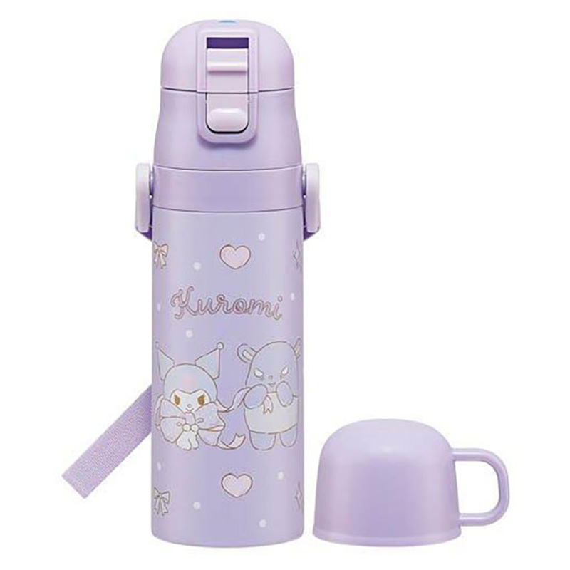 超軽量 直飲み コップ飲み兼用 2WAYステンレスボトル 470ml クロミビッグリボン