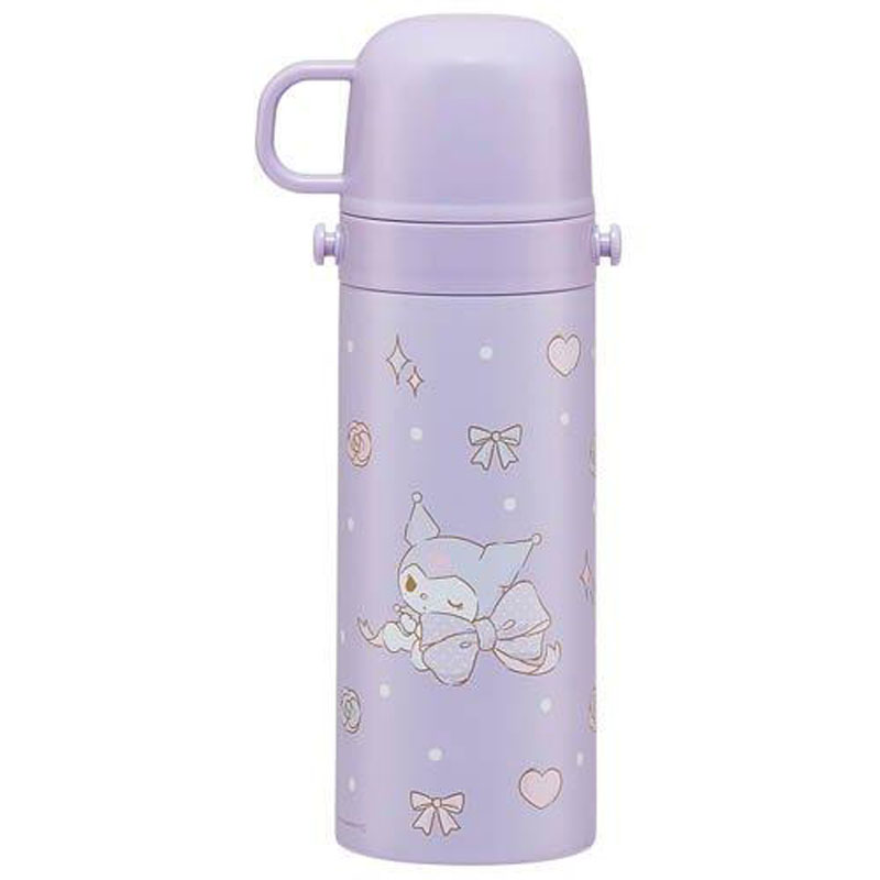 超軽量 直飲み コップ飲み兼用 2WAYステンレスボトル 470ml クロミビッグリボン