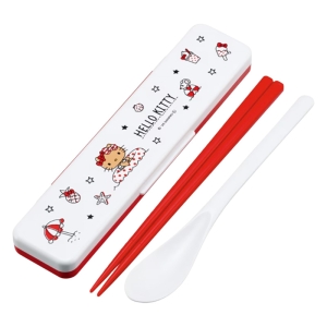 【お取り寄せ商品】音が鳴らないコンビセット 箸18cm・スプーン ハローキティ Summer Days