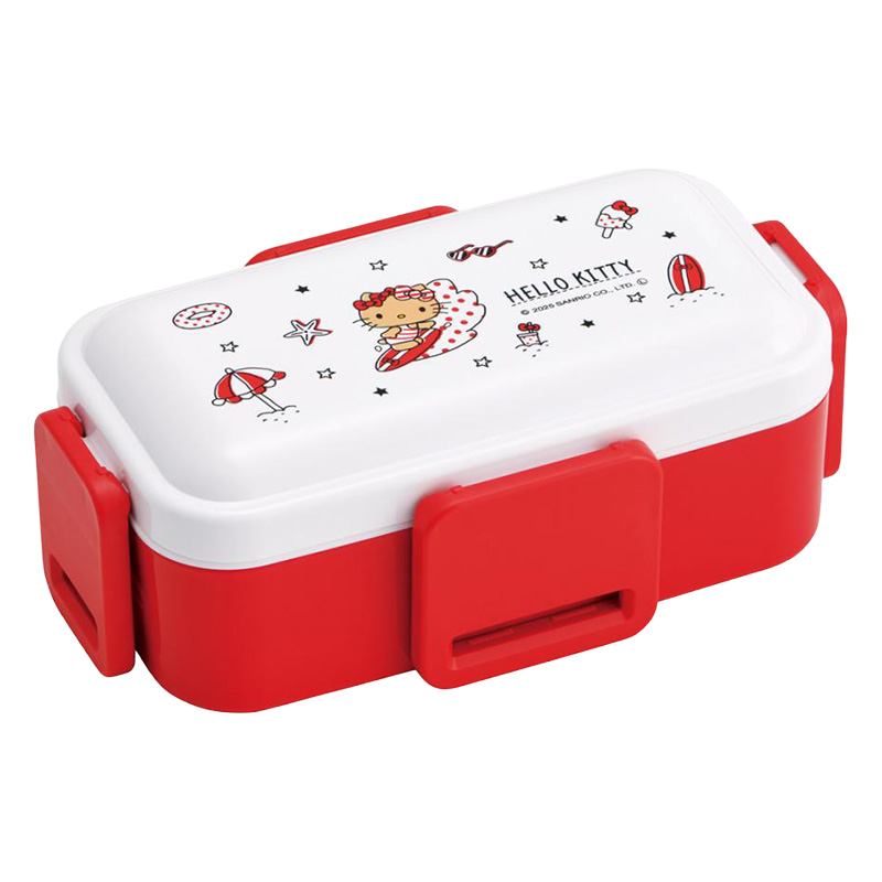 【お取り寄せ商品】おかずがつぶれにくい ふわっとフタ弁当箱 2段 600ml ハローキティ Summer Days