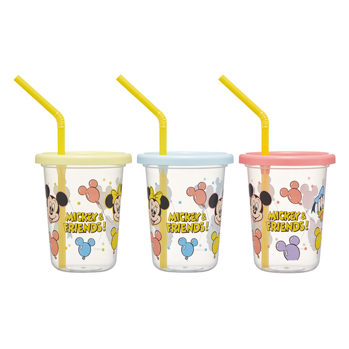 【お取り寄せ商品】ストロー付タンブラー 230ml 3個セット ミッキー&フレンズ風船