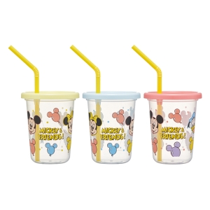 【お取り寄せ商品】ストロー付タンブラー 230ml 3個セット ミッキー&フレンズ風船