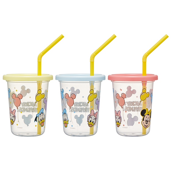 【お取り寄せ商品】ストロー付タンブラー 230ml 3個セット ミッキー&フレンズ風船