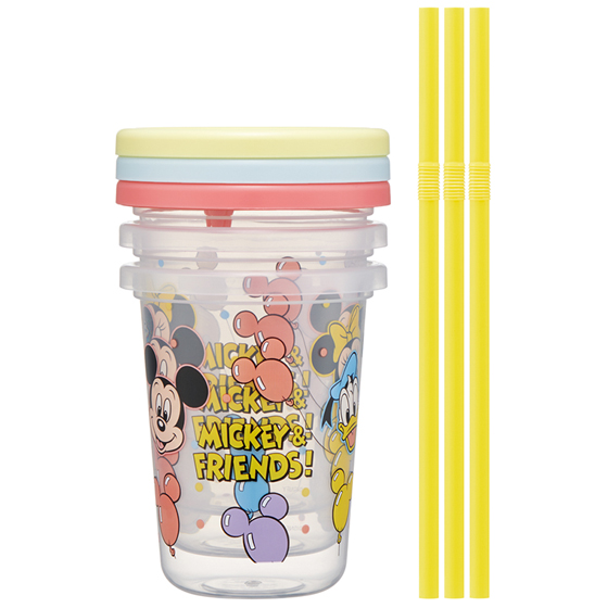 【お取り寄せ商品】ストロー付タンブラー 230ml 3個セット ミッキー&フレンズ風船